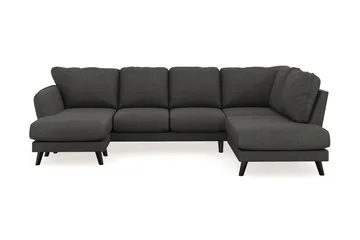 Trend Lyx 4-personers Venstrevendt U-formet Sofa med Divan og Chaiselong i Manchester - Mørkegrå - Møbler - Sofaer - U Sofa