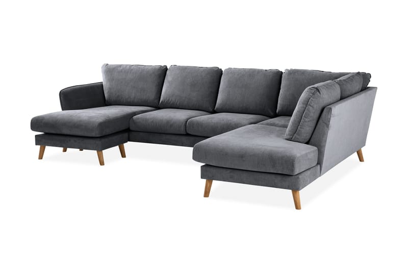 Trend Lyx 4-personers Højrevendt U-formet Sofa med Divan og Chaiselong i Stof - Mørkegrå - Møbler - Sofaer - U Sofa