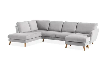 Trend Lyx 4-personers Venstrevendt U-formet Sofa med Divan og Chaiselong i Stof - Lysegrå - Møbler - Sofaer - U Sofa