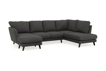 Trend Lyx 4-personers Venstrevendt U-formet Sofa med Divan og Chaiselong i Manchester - Mørkegrå - Møbler - Sofaer - U Sofa