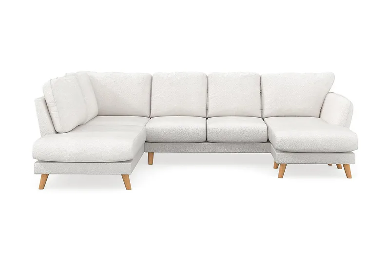 Trend Lyx 4-personers Venstrevendt U-formet Sofa med Divan og Chaiselong i Bouclé, Hvid
