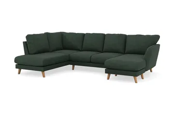 Trend Lyx 4-personers Venstrevendt U-formet Sofa med Divan og Chaiselong i Manchester - Mørkegrøn - Møbler - Sofaer - U Sofa