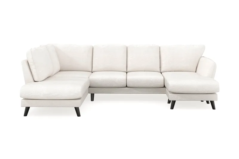 Trend Lyx 4-personers Højrevendt U-formet Sofa med Divan og Chaiselong i Bouclé, Hvid