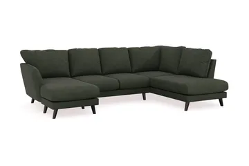 Trend Lyx 4-personers Venstrevendt U-formet Sofa med Divan og Chaiselong i Manchester - Mørkegrøn - Møbler - Sofaer - U Sofa