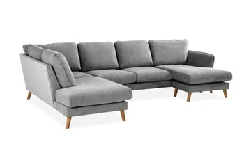 Trend Lyx 4-personers Venstrevendt U-formet Sofa med Divan og Chaiselong i Stof - Grå - Møbler - Sofaer - U Sofa