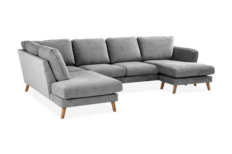 Trend Lyx 4-personers Venstrevendt U-formet Sofa med Divan og Chaiselong i Stof - Grå - Møbler - Sofaer - U Sofa
