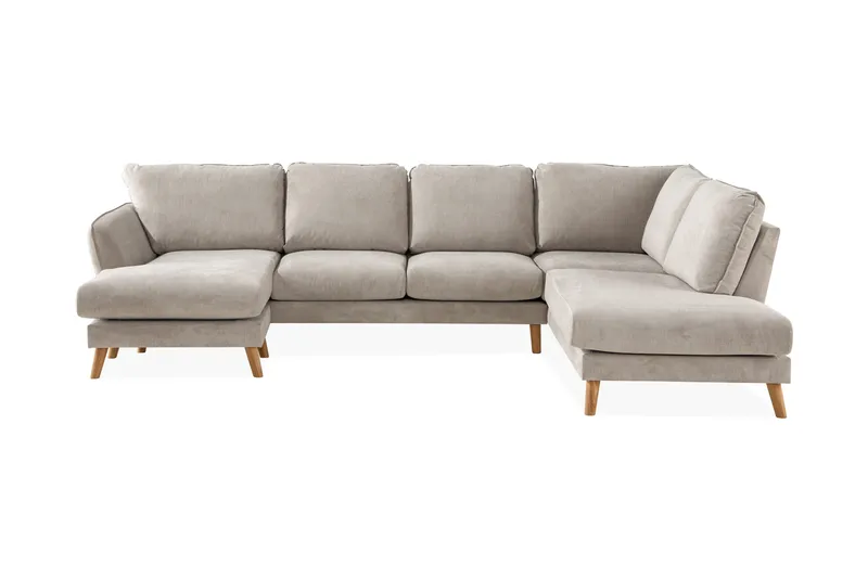 Trend Lyx 4-personers Højrevendt U-formet Sofa med Divan og Chaiselong i Stof, Beige