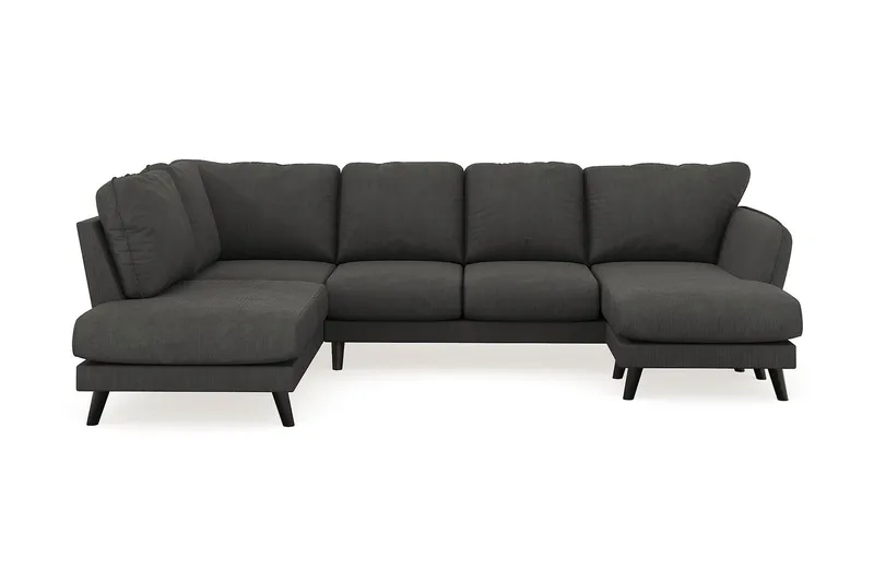 Trend Lyx 4-personers Højrevendt U-formet Sofa med Divan og Chaiselong i Manchester, Mørkegrå