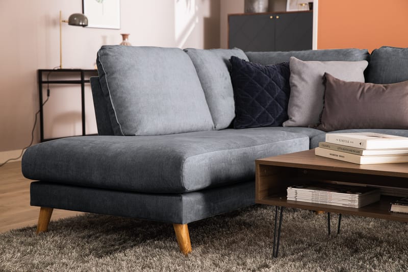 Trend Lyx 4-personers Venstrevendt U-formet Sofa med Divan og Chaiselong i Stof - Mørkegrå - Møbler - Sofaer - U Sofa