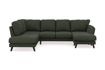 Trend Lyx 4-personers Højrevendt U-formet Sofa med Divan og Chaiselong i Manchester - Mørkegrøn - Møbler - Sofaer - U Sofa