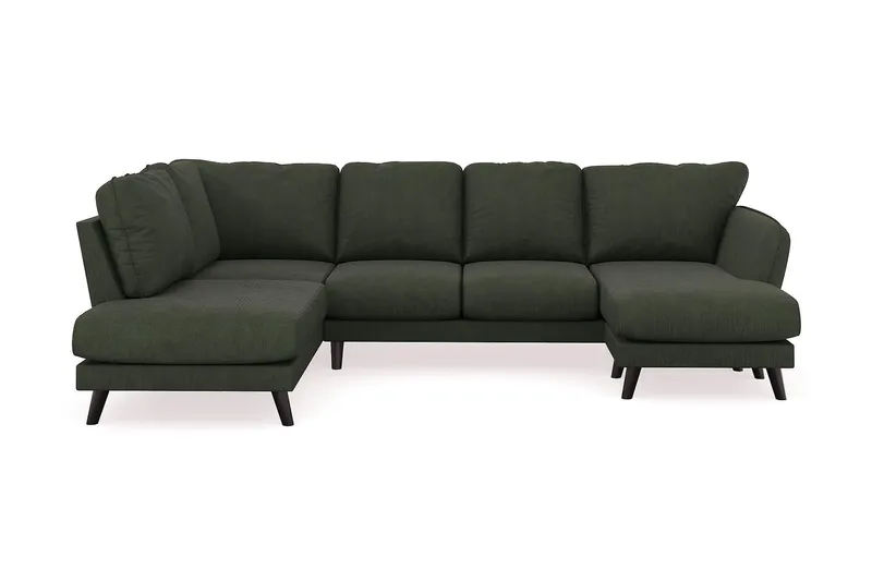 Trend Lyx 4-personers Højrevendt U-formet Sofa med Divan og Chaiselong i Manchester, Mørkegrøn