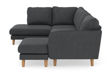 Trend Lyx 4-personers Venstrevendt U-formet Sofa med Divan og Chaiselong i Manchester - Mørkegrå - Møbler - Sofaer - U Sofa