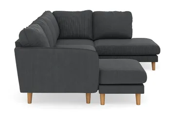 Trend Lyx 4-personers Højrevendt U-formet Sofa med Divan og Chaiselong i Manchester - Mørkegrå - Møbler - Sofaer - U Sofa