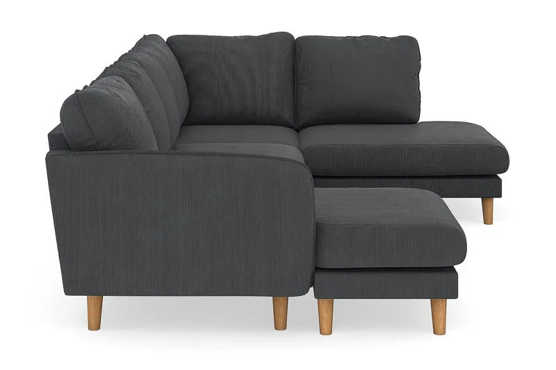 Trend Lyx 4-personers Højrevendt U-formet Sofa med Divan og Chaiselong i Manchester - Mørkegrå - Møbler - Sofaer - U Sofa