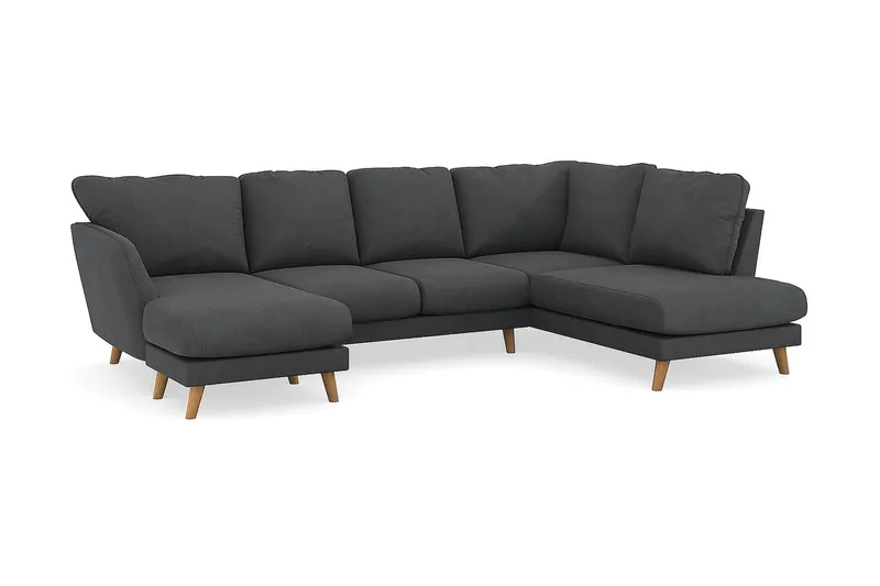 Trend Lyx 4-personers Højrevendt U-formet Sofa med Divan og Chaiselong i Manchester - Mørkegrå - Møbler - Sofaer - U Sofa