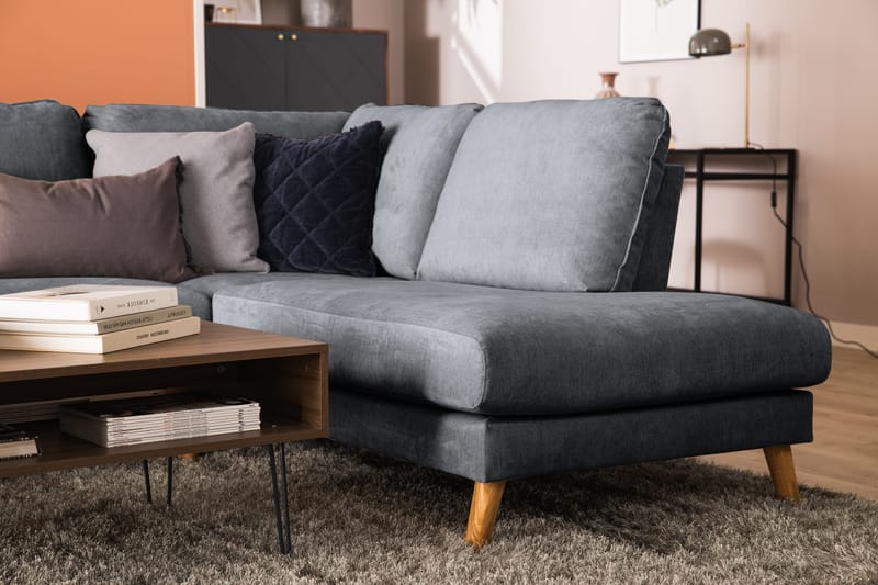 Trend Lyx 4-personers Højrevendt U-formet Sofa med Divan og Chaiselong i Stof - Mørkegrå - Møbler - Sofaer - U Sofa