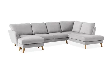 Trend Lyx 4-personers Højrevendt U-formet Sofa med Divan og Chaiselong i Stof - Lysegrå - Møbler - Sofaer - U Sofa