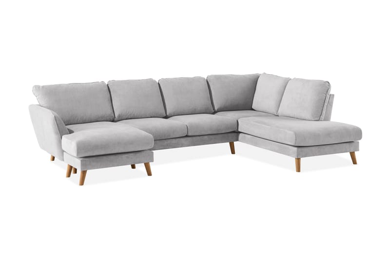 Trend Lyx 4-personers Højrevendt U-formet Sofa med Divan og Chaiselong i Stof - Lysegrå - Møbler - Sofaer - U Sofa
