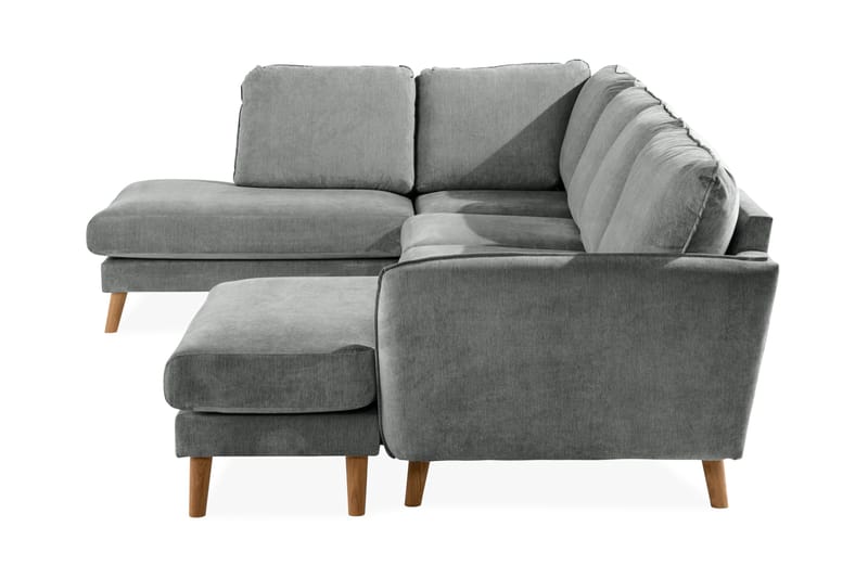 Trend Lyx 4-personers Venstrevendt U-formet Sofa med Divan og Chaiselong i Stof - Grå - Møbler - Sofaer - U Sofa