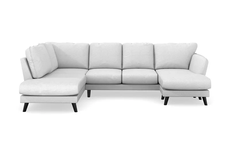 Trend Lyx 4-personers Højrevendt U-formet Sofa med Divan og Chaiselong i Stof, Lysegrå