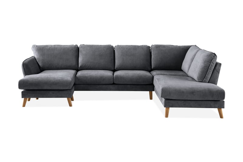 Trend Lyx 4-personers Højrevendt U-formet Sofa med Divan og Chaiselong i Stof, Mørkegrå