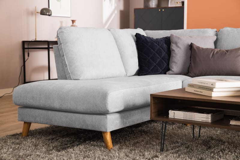Trend Lyx 4-personers Venstrevendt U-formet Sofa med Divan og Chaiselong i Stof - Lysegrå - Møbler - Sofaer - U Sofa