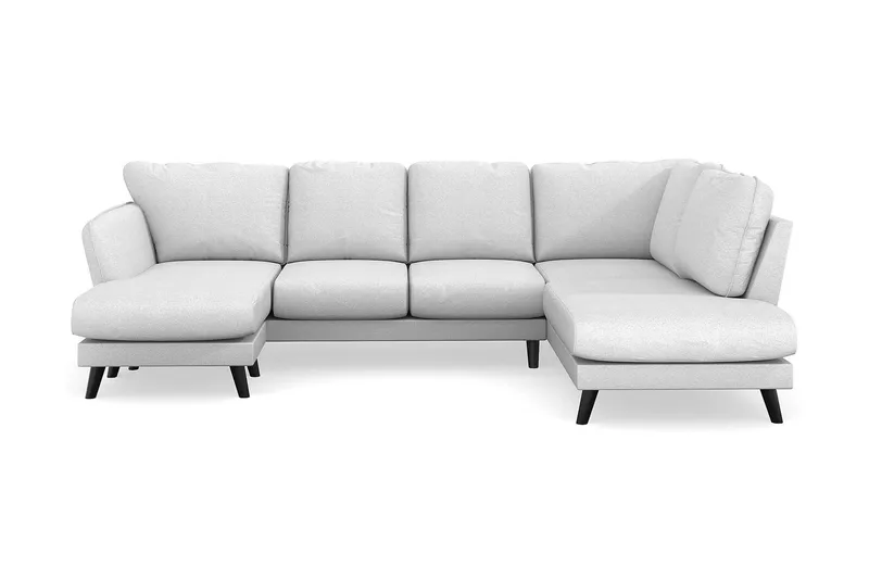 Trend Lyx 4-personers Venstrevendt U-formet Sofa med Divan og Chaiselong i Stof, Lysegrå