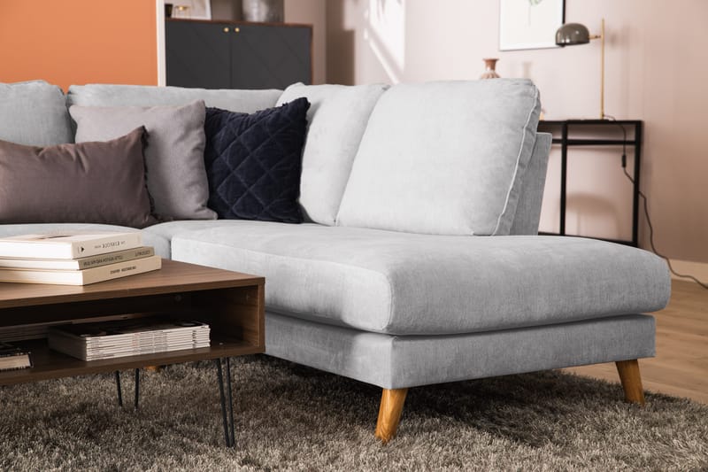 Trend Lyx 4-personers Højrevendt U-formet Sofa med Divan og Chaiselong i Stof - Lysegrå - Møbler - Sofaer - U Sofa