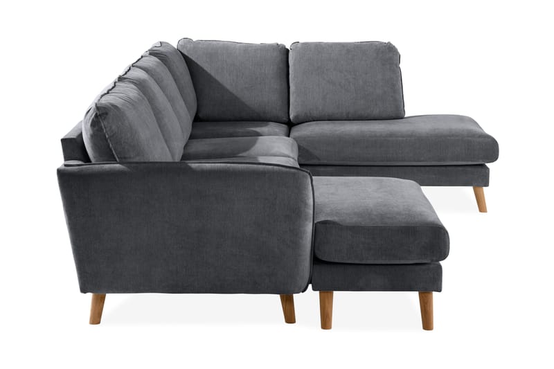 Trend Lyx 4-personers Højrevendt U-formet Sofa med Divan og Chaiselong i Stof - Mørkegrå - Møbler - Sofaer - U Sofa