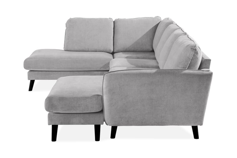 Trend Lyx 4-personers Venstrevendt U-formet Sofa med Divan og Chaiselong i Stof - Lysegrå - Møbler - Sofaer - U Sofa