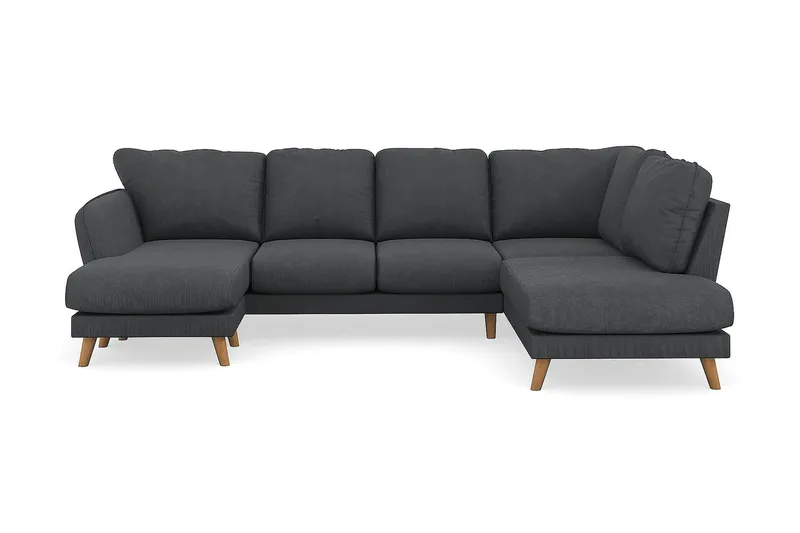 Trend Lyx 4-personers Højrevendt U-formet Sofa med Divan og Chaiselong i Manchester, Mørkegrå