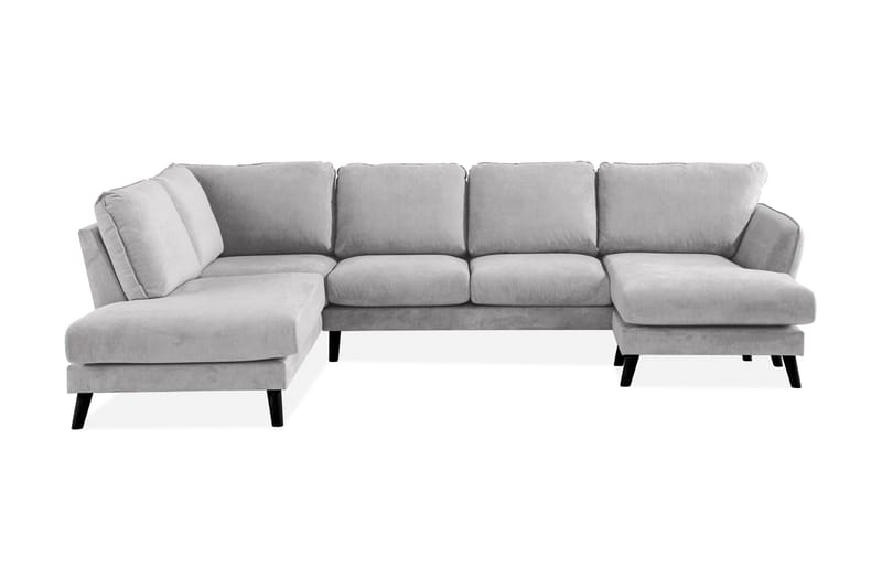 Trend Lyx 4-personers Venstrevendt U-formet Sofa med Divan og Chaiselong i Stof, Lysegrå