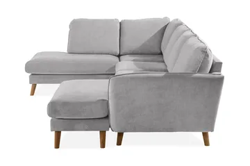 Trend Lyx 4-personers Venstrevendt U-formet Sofa med Divan og Chaiselong i Stof - Lysegrå - Møbler - Sofaer - U Sofa