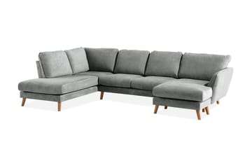 Trend Lyx 4-personers Venstrevendt U-formet Sofa med Divan og Chaiselong i Stof - Grå - Møbler - Sofaer - U Sofa