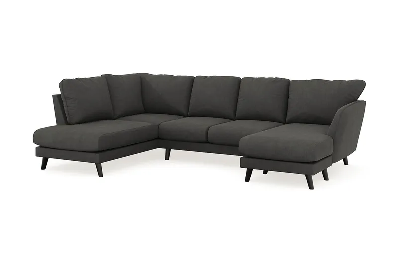 Trend Lyx 4-personers Højrevendt U-formet Sofa med Divan og Chaiselong i Manchester - Mørkegrå - Møbler - Sofaer - U Sofa