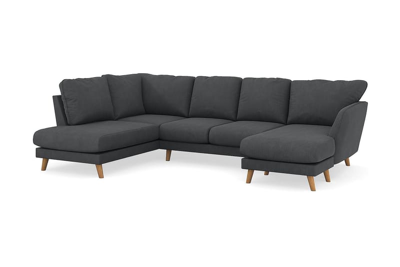 Trend Lyx 4-personers Venstrevendt U-formet Sofa med Divan og Chaiselong i Manchester - Mørkegrå - Møbler - Sofaer - U Sofa