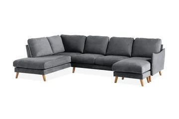 Trend Lyx U-Sofa med Chaiselong Højre - Mørkegrå/Eg - Møbler - Sofaer - U Sofa
