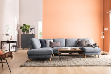 Trend Lyx U-Sofa med Chaiselong Højre - Mørkegrå/Eg - Møbler - Sofaer - U Sofa