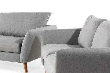 Trend Sofaarrangement 3-personers + 2-personers Sofa + Lænestol + Fodskammel i Stof - Lysegrå - Møbler - Sofaer - Sofagrupper