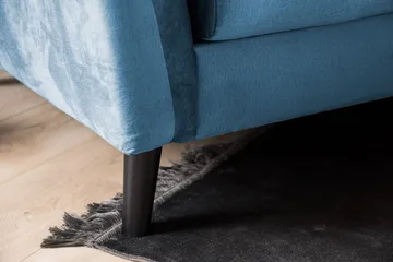 Trend Sofagruppe 3-personers + 2-personers Sofa + Lænestol + Fodskammel i Fløjl - Blå - Møbler - Sofaer - Sofagrupper