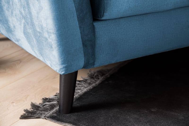 Trend Sofagruppe 3-personers + 2-personers Sofa + Lænestol + Fodskammel i Fløjl - Blå - Møbler - Sofaer - Sofagrupper