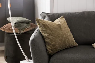 Trend Sofagruppe 3-personers + 2-personers Sofa + Lænestol + Fodskammel i Stof - Sort - Møbler - Sofaer - Sofagrupper