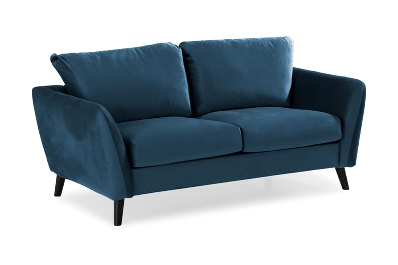 Trend Sofagruppe 3-personers + 2-personers Sofa + Lænestol + Fodskammel i Fløjl - Blå - Møbler - Sofaer - Sofagrupper