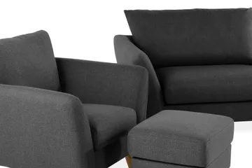 Trend Sofagruppe 3-personers + 2-personers Sofa + Lænestol + Fodskammel i Stof - Sort - Møbler - Sofaer - Sofagrupper