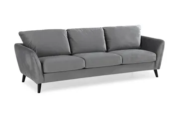 Trend Sofagruppe 3-personers + 2-personers Sofa + Lænestol + Fodskammel i Fløjl - Lysegrå - Møbler - Sofaer - Sofagrupper
