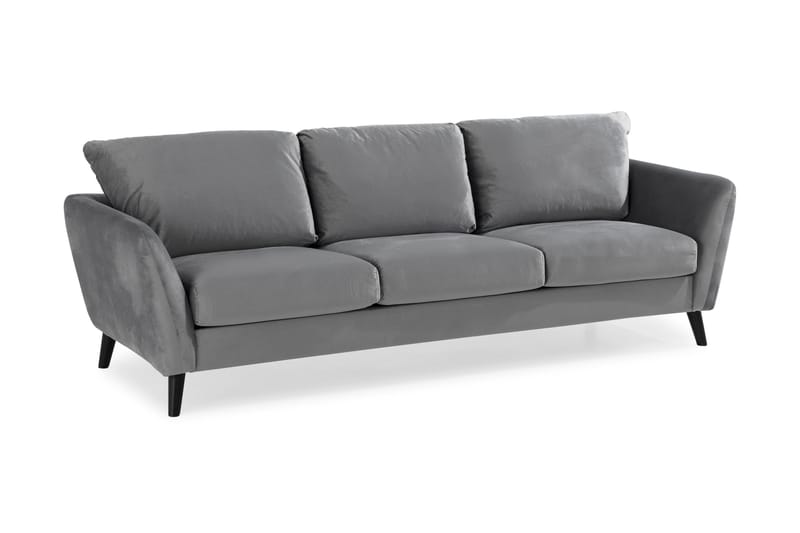 Trend Sofagruppe 3-personers + 2-personers Sofa + Lænestol + Fodskammel i Fløjl - Lysegrå - Møbler - Sofaer - Sofagrupper