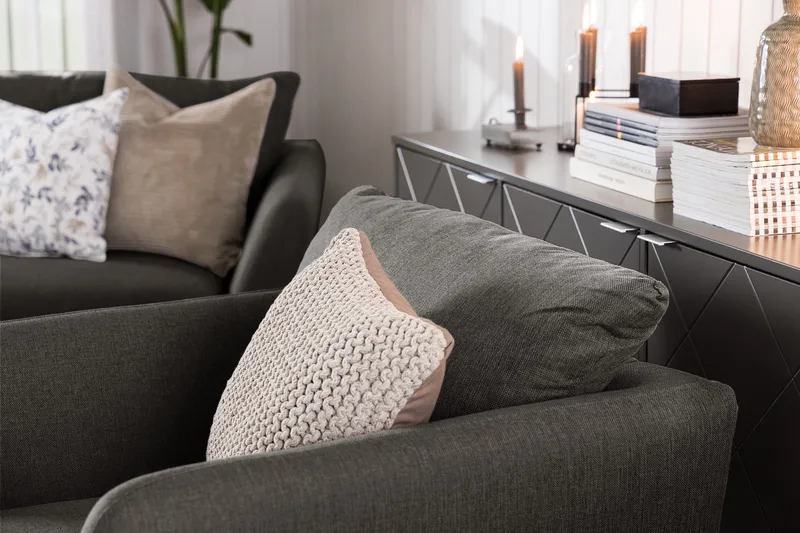 Trend Sofagruppe 3-personers + 2-personers Stofsofa - Sort - Møbler - Sofaer - Sofagrupper