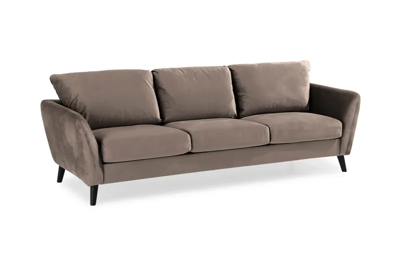 Trend Sofagruppe 3-personers + 2-personers Sofa + Lænestol + Fodskammel i Fløjl - Brun - Møbler - Sofaer - Sofagrupper
