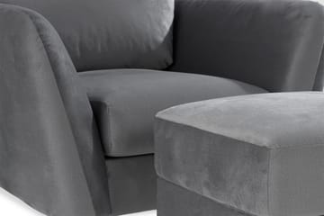 Trend Sofagruppe 3-personers + 2-personers Sofa + Lænestol + Fodskammel i Fløjl - Lysegrå - Møbler - Sofaer - Sofagrupper