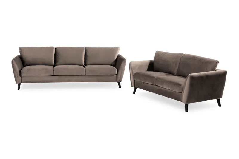 Trend Sofagruppe 3-personers + 2-personers Fløjlssofa, Brun